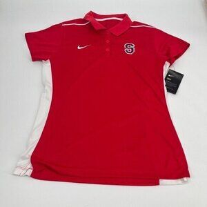 Nike Shirt Medium Womens Red Football Polo Embroidered Preppy Activewear